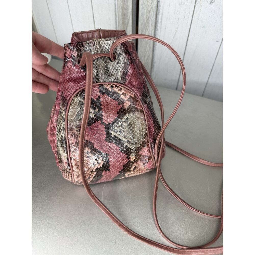 Vintage Shades Of Pink Gray SnakeSkin Drawstring Bag Shoulder Bag Retro